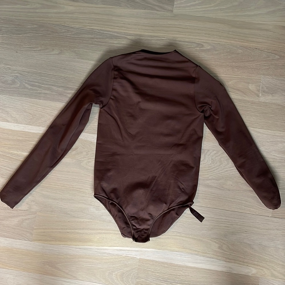 Skims chocolate brown mockneck bodysuit